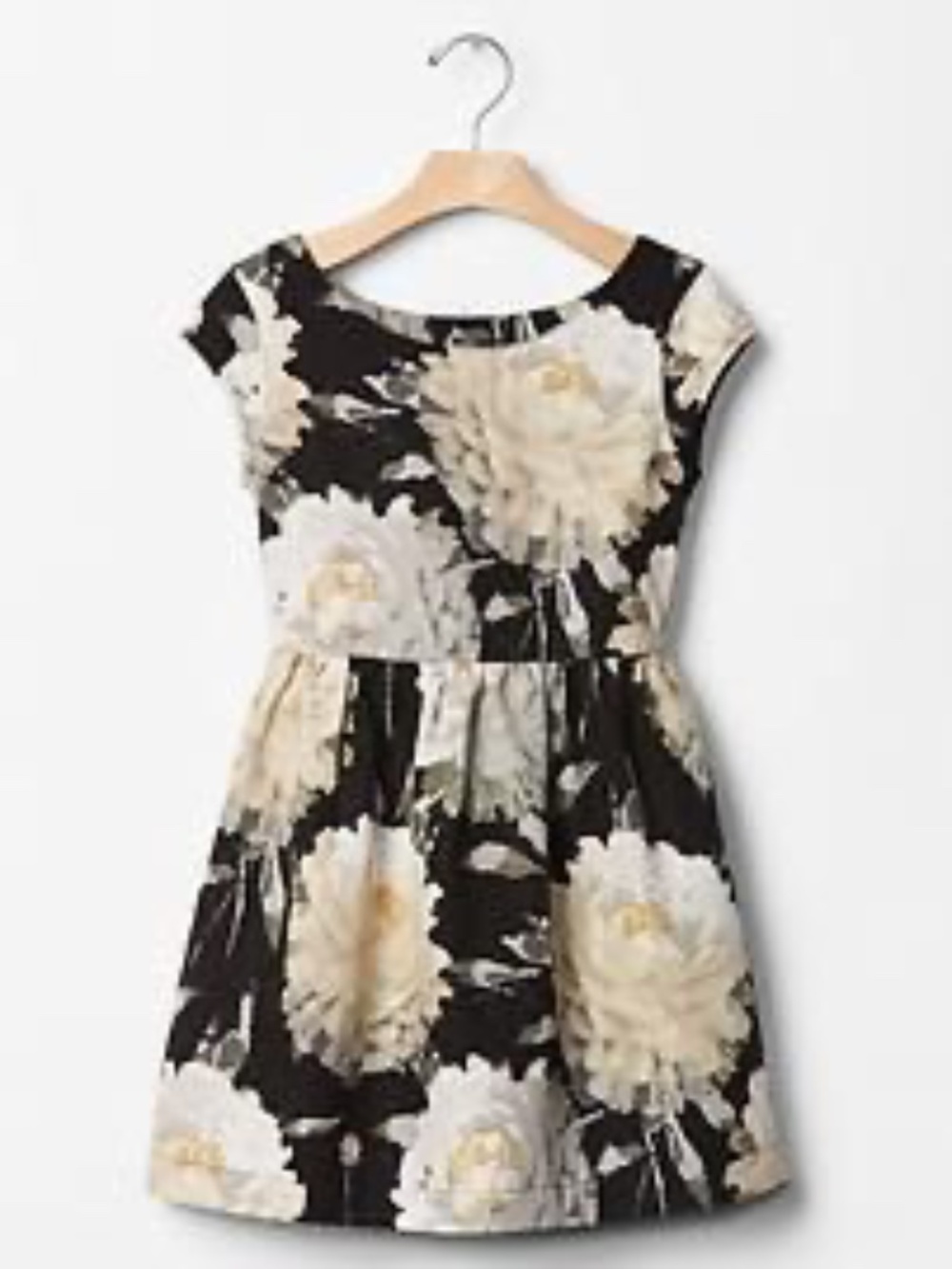 Gap Kids Black Floral Fit and Flare Cap Sleeve Dress — Girls Size 14/16